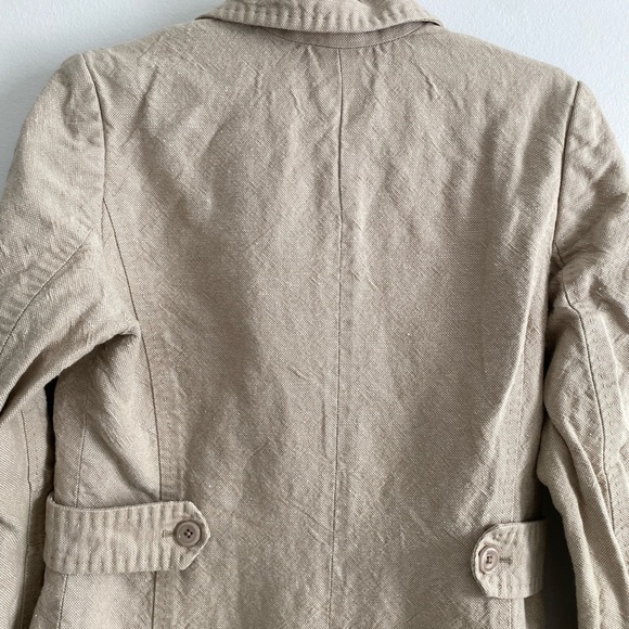 MEXX LINEN-Cotton Long Trench Coat Neutral Beige Size 6 - Picture 6 of 13